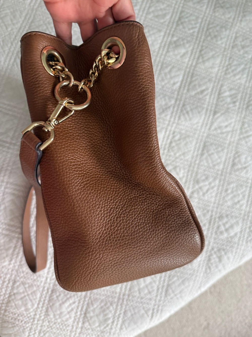 Michael Kors Jet Set Chain Legacy Shoulder Bag Chestnut Brown Pebbled Leather - Picture 9 of 16